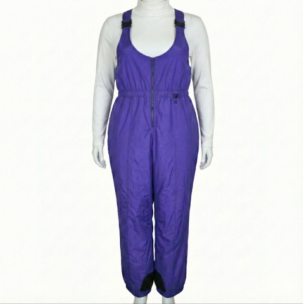 CB Sports Size 12 Ski Bib Snow Pants Purple Vintage Adjustable Zip Insulated
